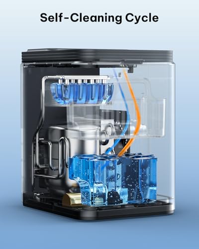 Silonn Ice Maker Countertop, 8 Ice Cubes in 6 Mins, 26.5 lbs/24H, 2 Bullet Ice Sizes, Self-Cleaning Bullet Ice Maker, Portable Ice Machine for Kitchen, Party, Office, and RV Camping