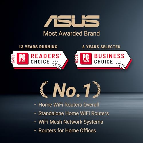 ASUS Dual Band WiFi Extendable Router, Subscription-Free Network Security, Parental Control, Built-in VPN, AiMesh Compatible, Gaming & Streaming, Smart Home