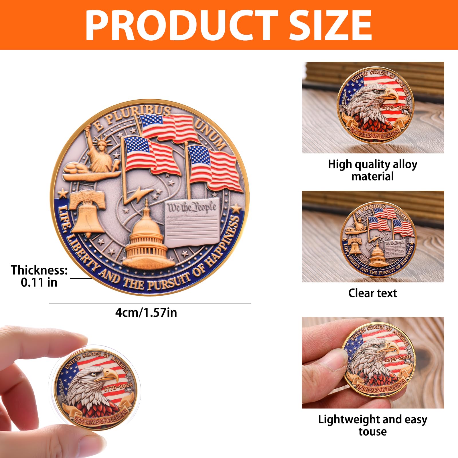 Anniversary Commemorative Coin‌ - American Eagle & Patriotic Symbols Collectible, Coin for Anniversary Celebration & Gifting (1776-2026)