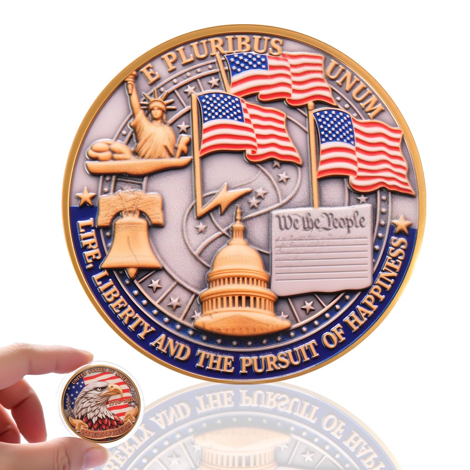 Anniversary Commemorative Coin‌ - American Eagle & Patriotic Symbols Collectible, Coin for Anniversary Celebration & Gifting (1776-2026)