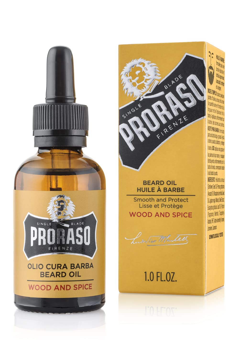 Proraso Beard Oil for Men to Tame Smooth and Condition Beard Hair - Wood & Spice 1 Fl Oz (Pack of 1)