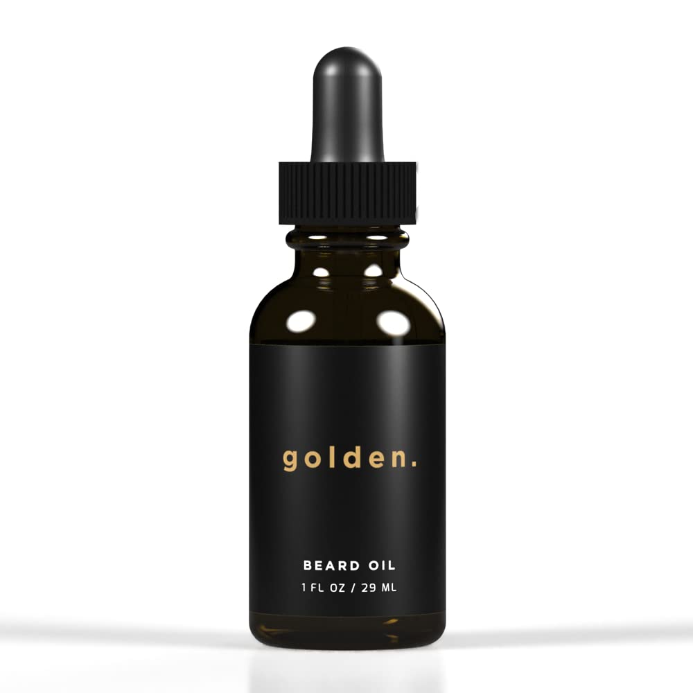 Golden Grooming Beard Oil & Balm Bundle for Men – Natural Growth Kit with Shea Butter – Tame Moisturize & Style Your Beard - Beard Oil 1 Oz
