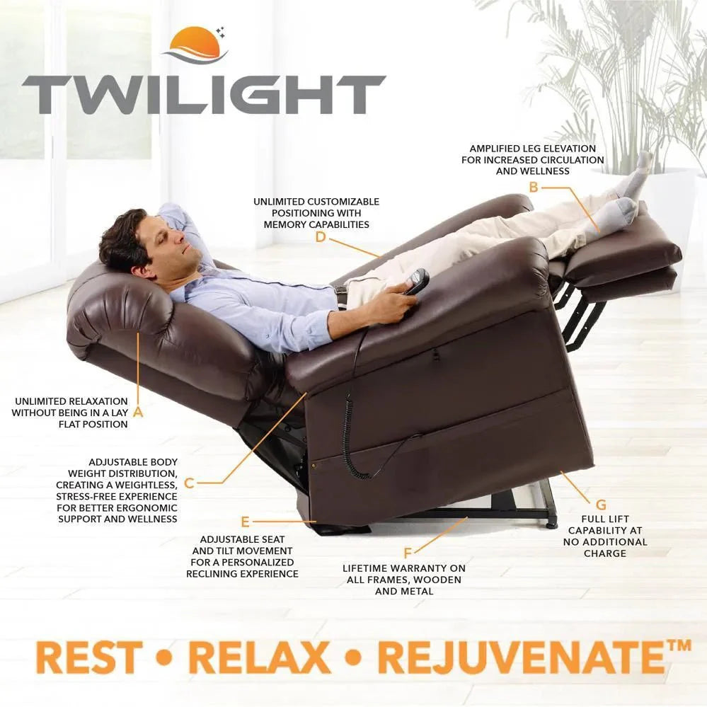 Golen tech lift chair R519 Medium Large Brisa Coffee Bean KD Cloud Supreme with Twilight